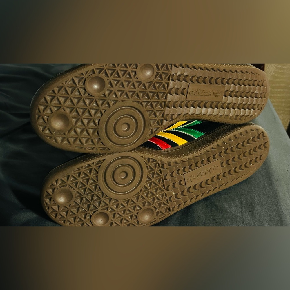 adidas Black Samba Sneakers with Red, Yellow & Green Stripes - Picture 9 of 11